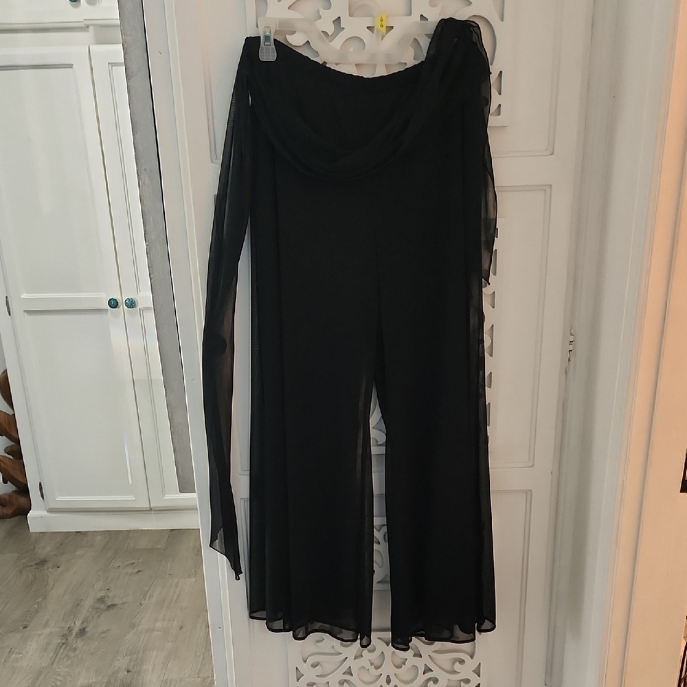 Connected Apparel Black Petite Sheerish Pants